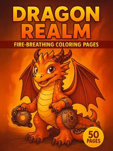 Dragon Realm 50 fire-breathing dragon coloring pages for older kids and teens