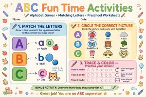 ABC Fun Time – 100 pages – alphabet games, puzzles, mazes