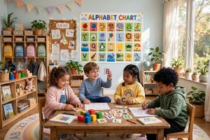 Preschool classroom alphabet chart – kids learning ABC