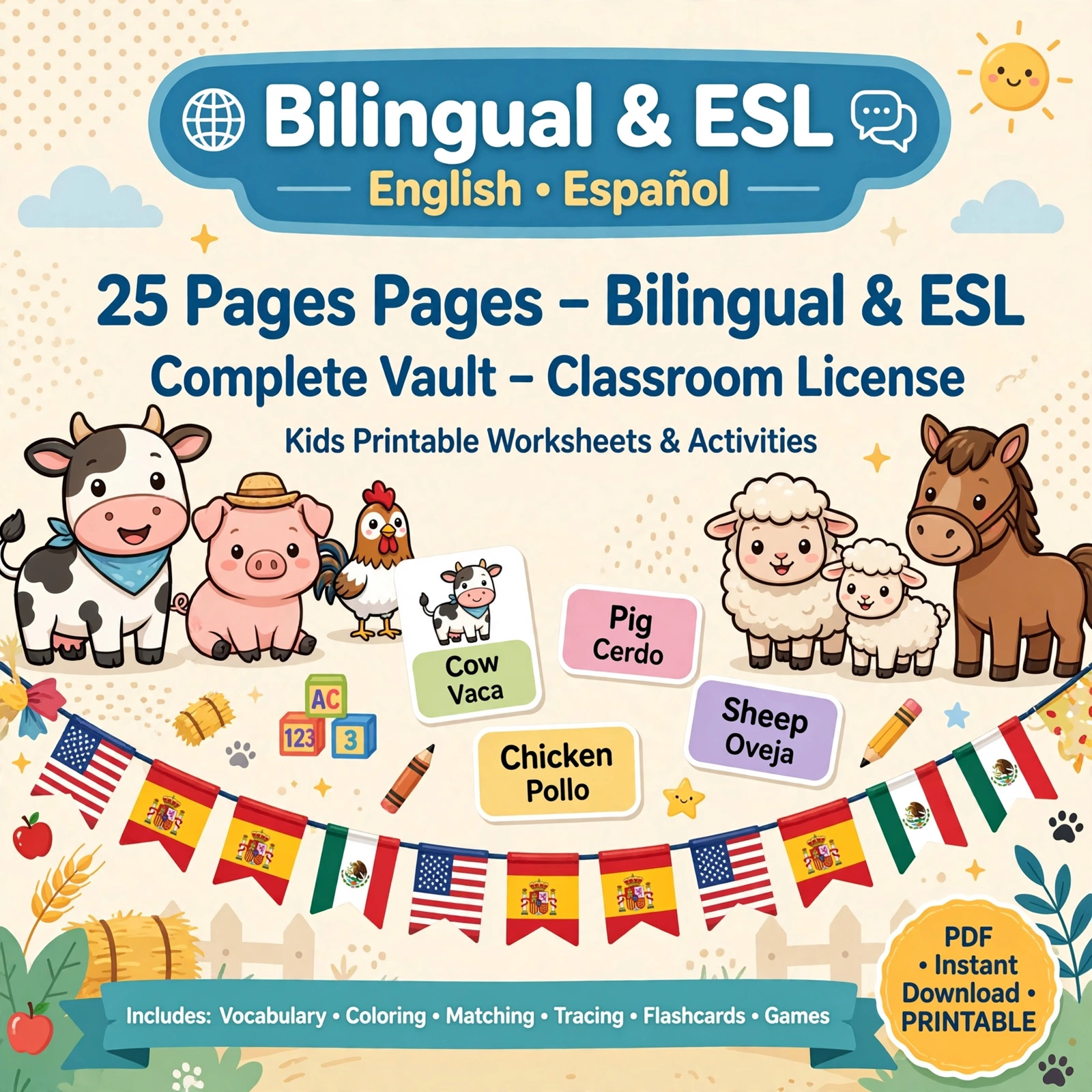 Bilingual & ESL - Complete Vault - 25 Pages - Classroom License