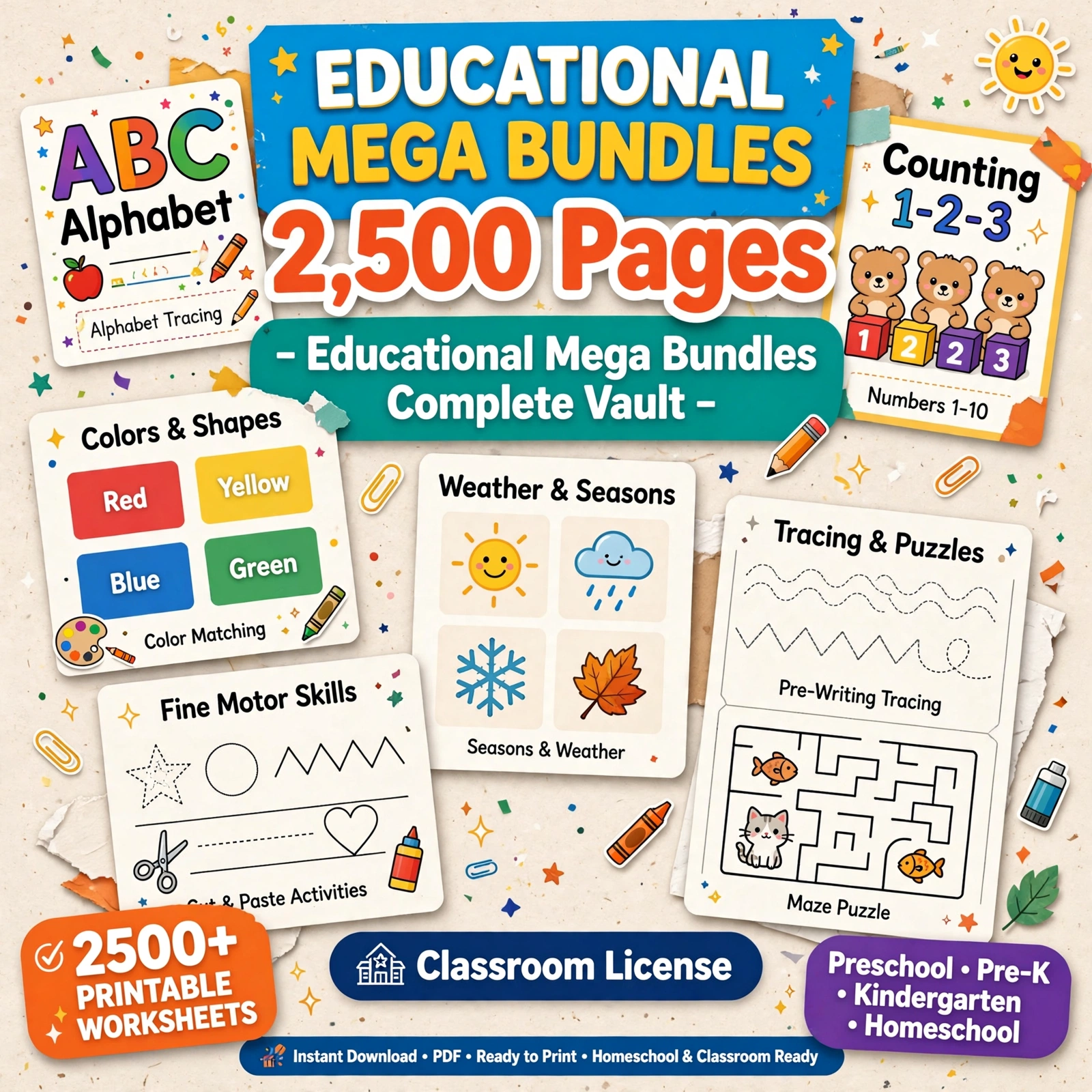 Educational Mega Bundles - Complete Vault - 1492 Pages - Classroom License