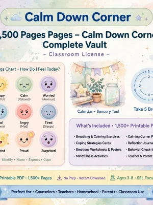 Calm Down Corner - Complete Vault - 1500 Pages - Classroom License