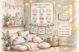 How Do I Feel feelings chart for kids – happy sad angry calm