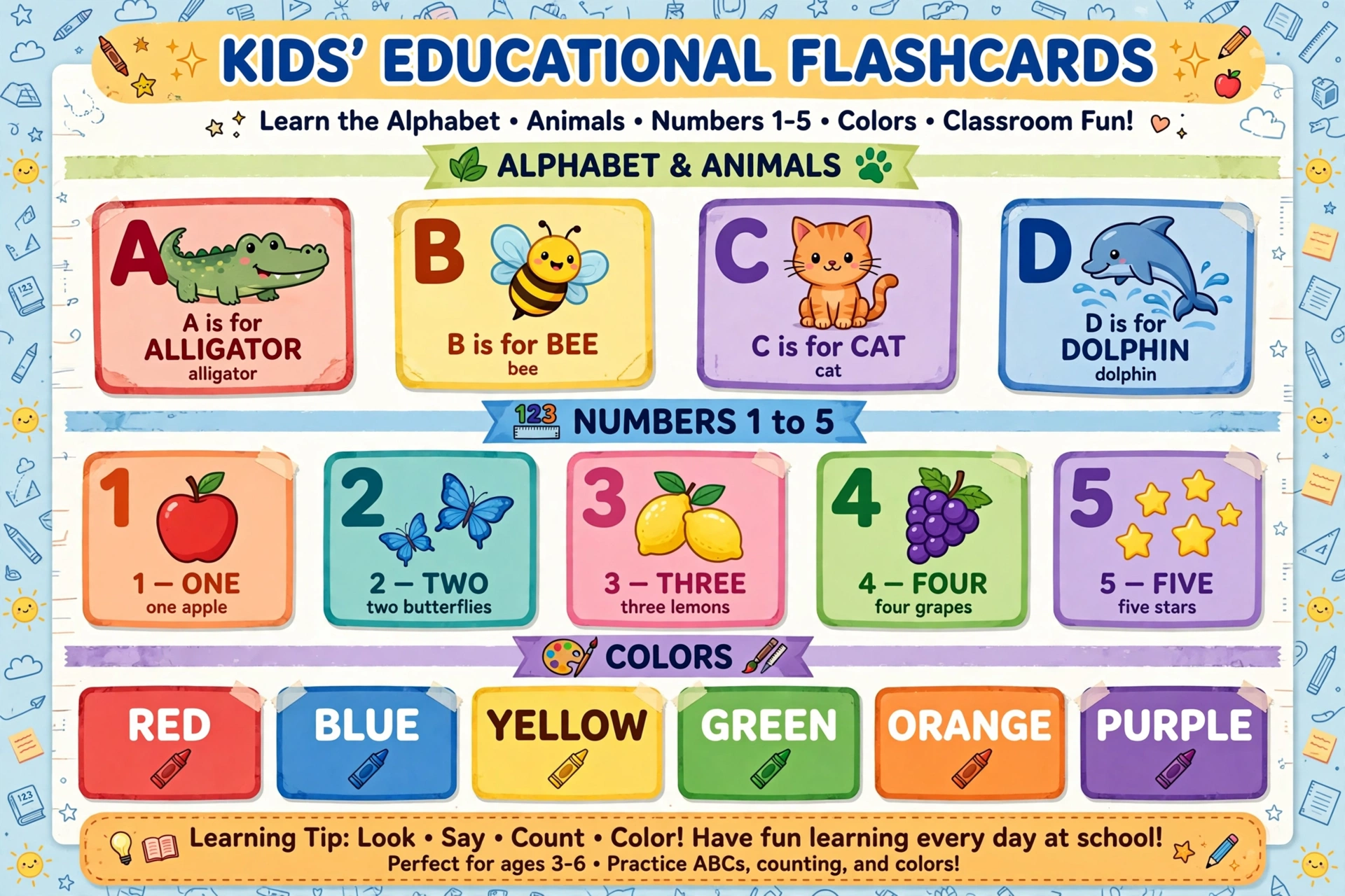 Mega Learning Flashcard Bonanza 675 pages – alphabet numbers animals